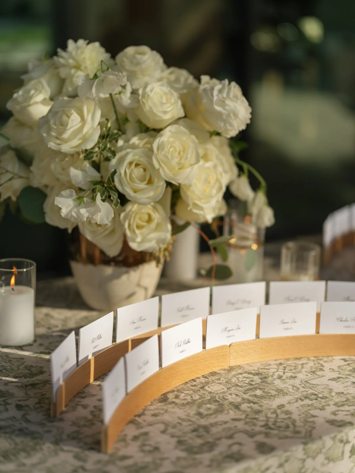 Seating cards at Cache Estate wedding reception in Indio, CA, by Palm Springs wedding planner COJ Events
