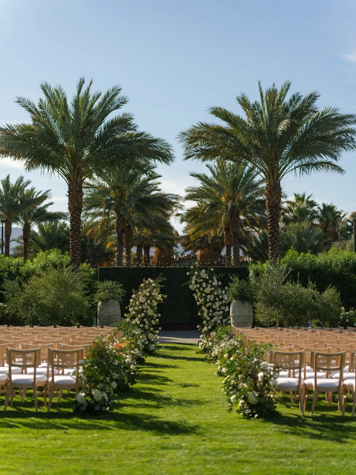 Cache Estate Wedding ceremony area in Indio, CA, by Palm Springs wedding planner COJ Events