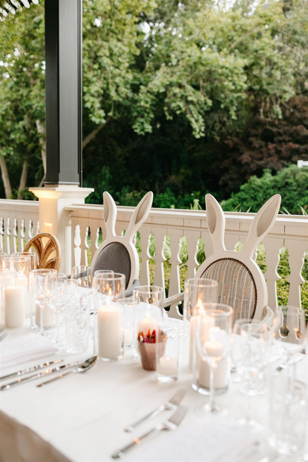Candlelit reception tables with white linens-Planned by COJ Events-Palm Springs Destination Wedding