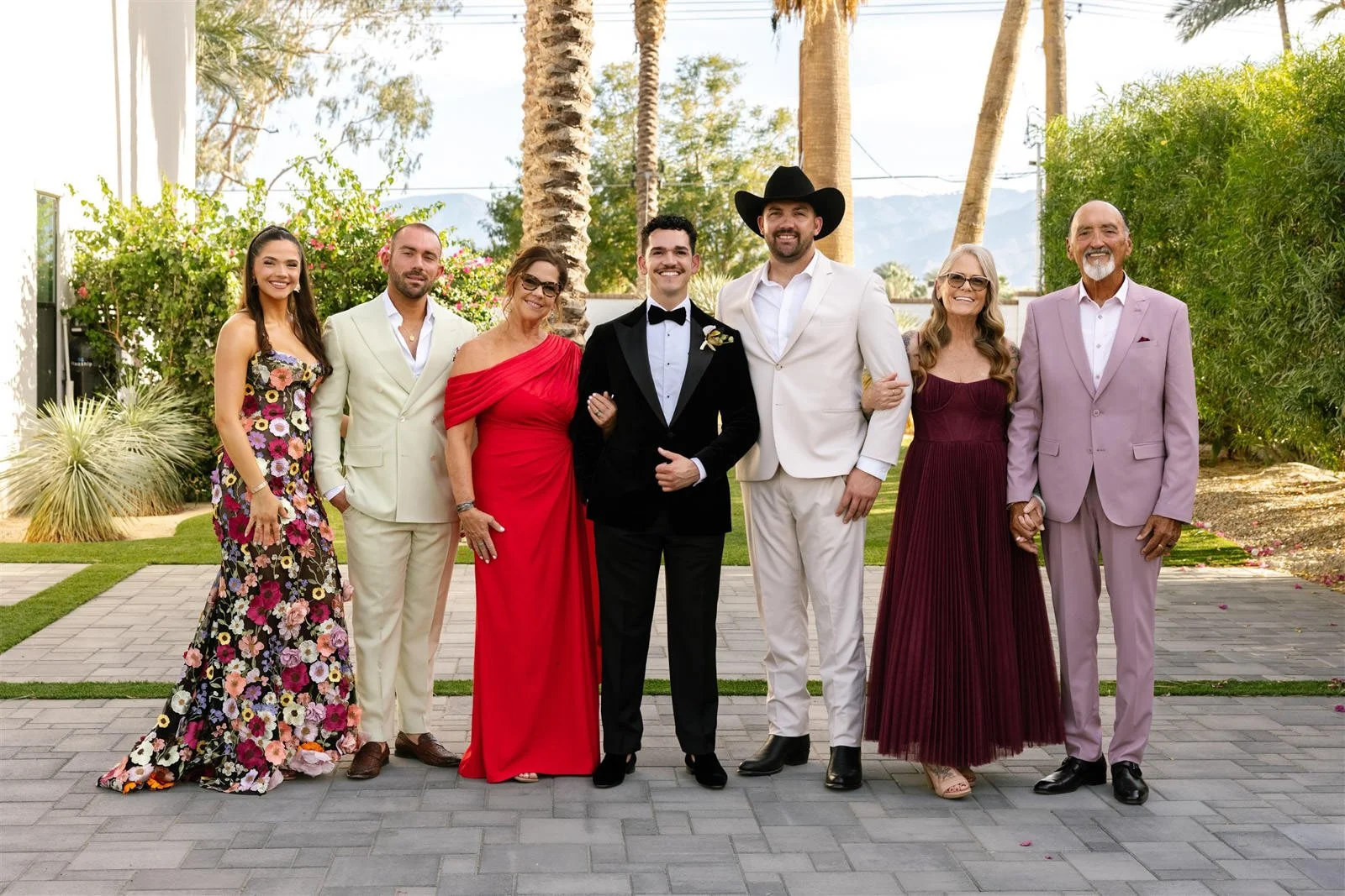 Family portrait at Cache Estate Wedding in Indio, CA, by Palm Springs wedding planner COJ Events