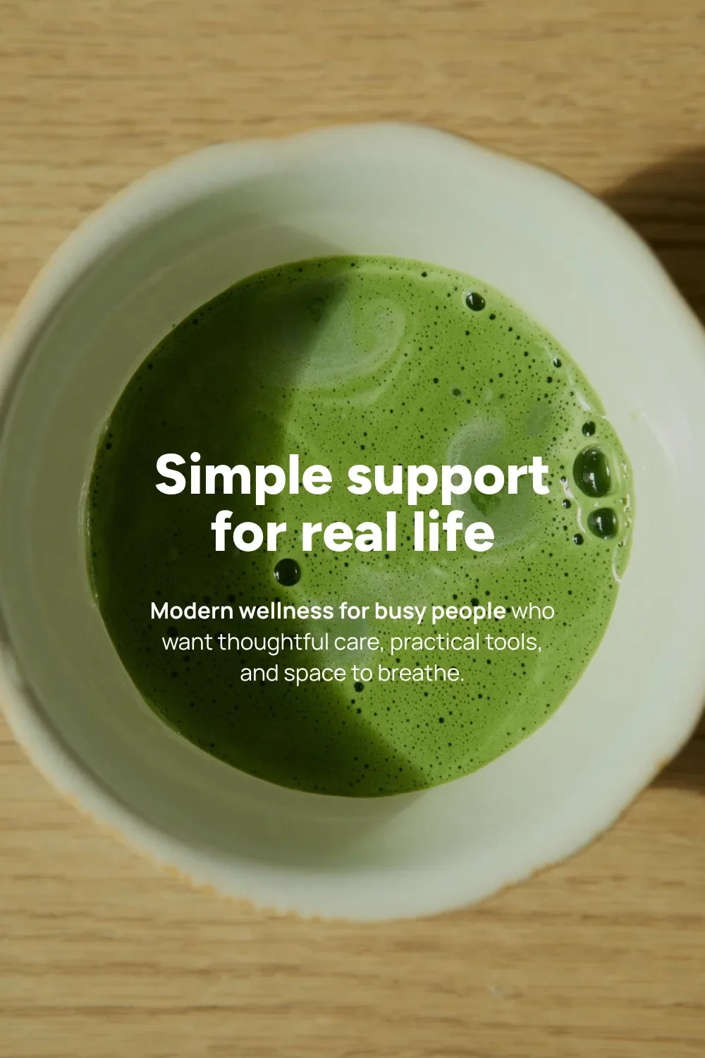 Figtree heading and Manrope paragraph font pairing over a top-down view of frothy matcha