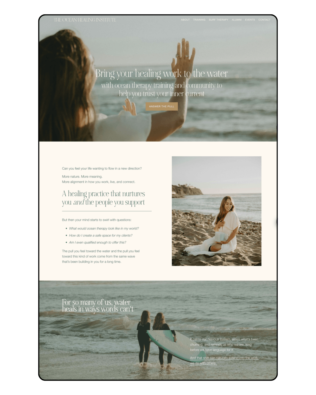 mockup of a retreat host website by in tandem studios