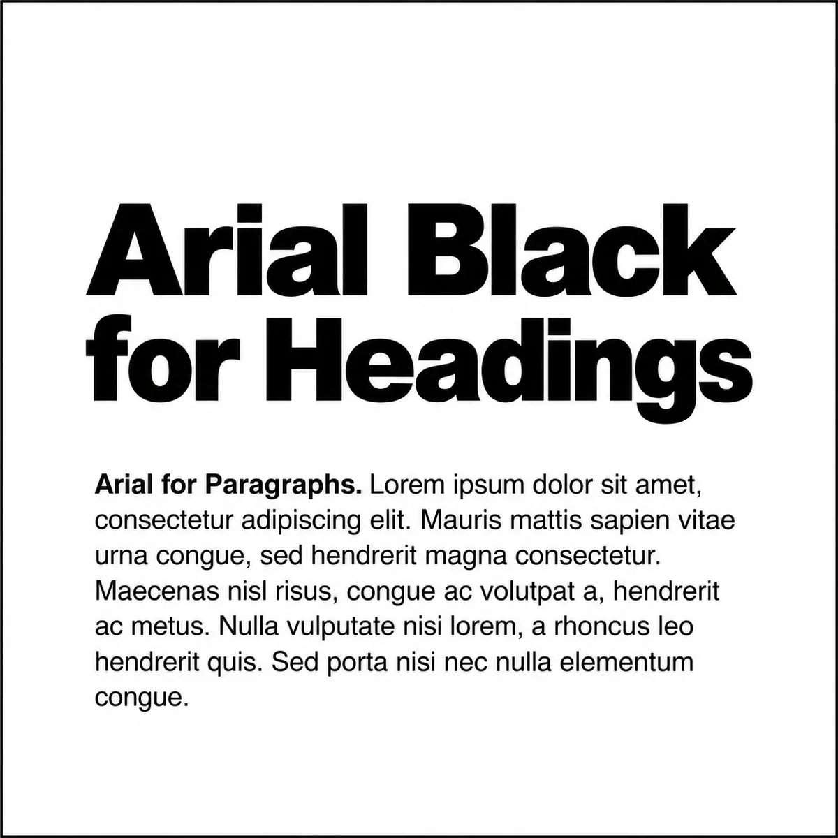 Arial Black and Arial font pairing sample in black text on a white background