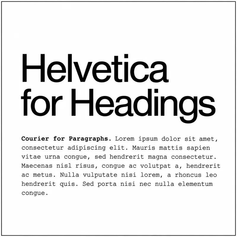 Helvetica and Courier font pairing sample in black text on a white background