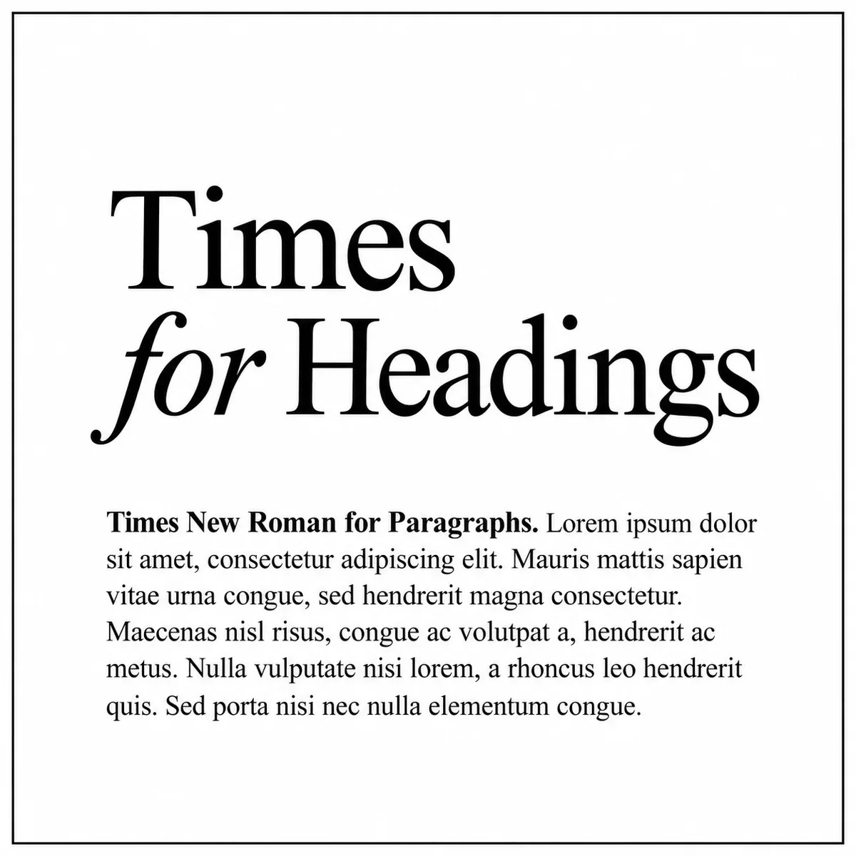 Times and Times New Roman font pairing sample in black text on a white background