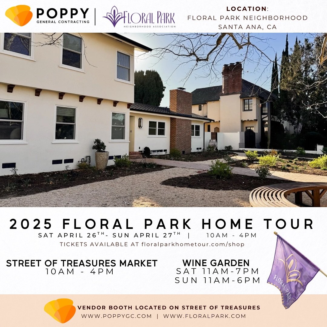 Surprise!!! We&rsquo;ll have our own vendor booth at the 2025 @floralpark_homeandgarden_tour!

📍Located at the Floral Park Neighborhood in Santa Ana, CA 🌻🌷 
🗓️ Sat April 26th-Sun April 27th 10am-4pm

Stop by and find out more about us! You can cl
