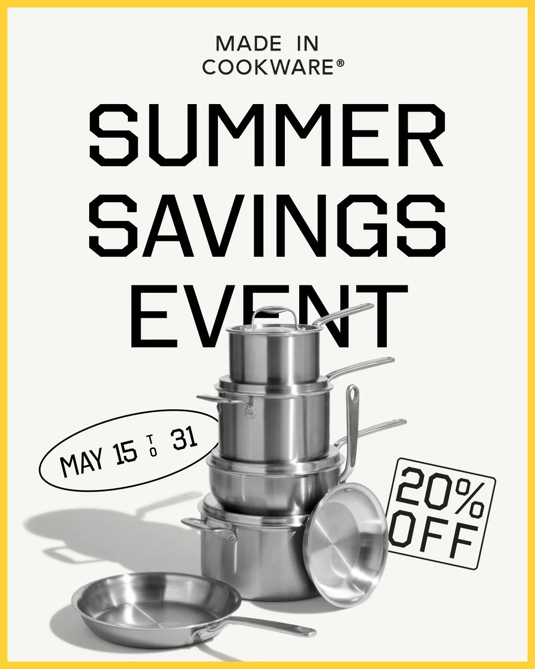 Cookware built for serious home cooks and trusted by professional chefs. 🔥⁠
⁠
Now through May 31, save 20% on Made In cookware, carbon steel, knives, bakeware and more.* Premium performance, timeless design, and pieces made to cook with for years to