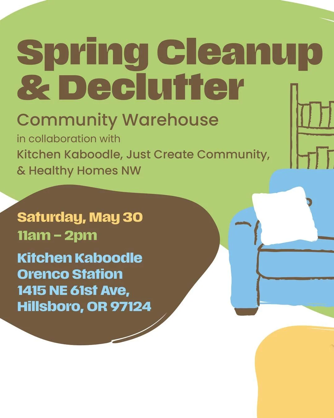 Spring cleaning season is here &mdash; and your gently used household items can make a real difference for local families. 💚⁠
⁠
Join Kitchen Kaboodle, Community Warehouse, Just Create Community and Healthy Homes NW for our Spring Cleanup &amp; Declu