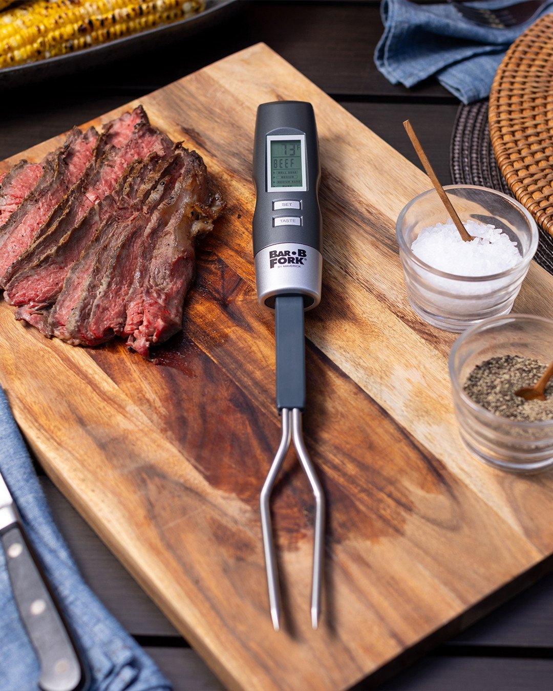🌡️🍔 Gadget of the Month: Digital Grilling Fork Thermometer⁠
⁠
Take the guesswork out of grilling season.⁠
⁠
This clever tool combines a grilling fork and instant-read thermometer in one, making it easy to check temperatures while flipping burgers, 