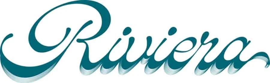 The word 'Riviera' written in cursive font with a shadow effect.