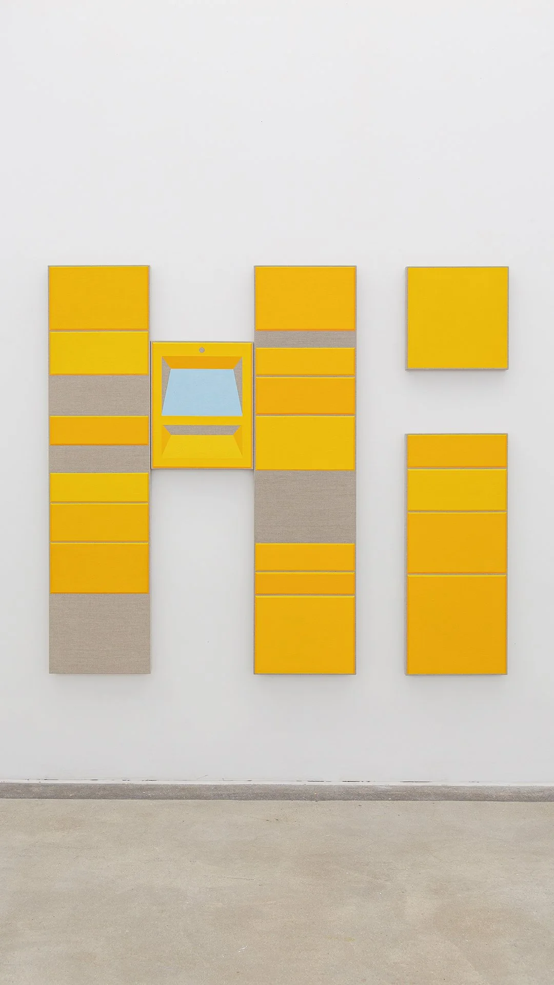 Installation view of “Amy” (2023), a polyptych painting created by Seungjo Jeong as part of the artist’s PhD research, at his 2024 Viva Exhibition at the Royal College of Art, London