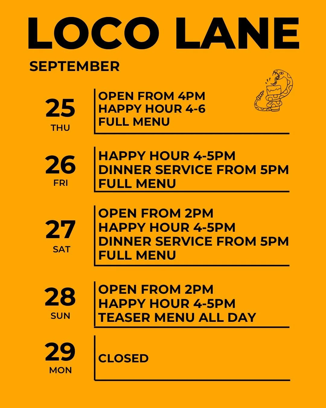 Gracias for waiting so patiently, you’ve asked for our spring break hours. Here they are, come hungry 🌮