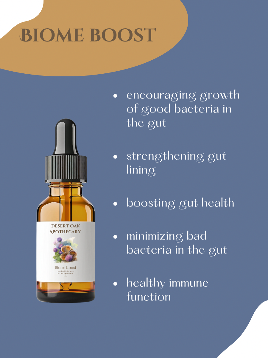 Biome Boost uses — feeds good bacteria, supports microbiome diversity, gut lining, and immunity
