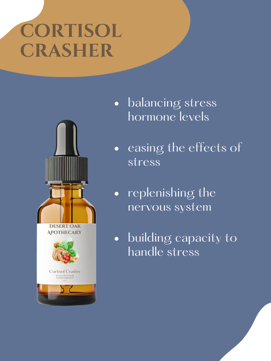 Cortisol Crasher uses — supports healthy cortisol, adrenal recovery, and balanced energy