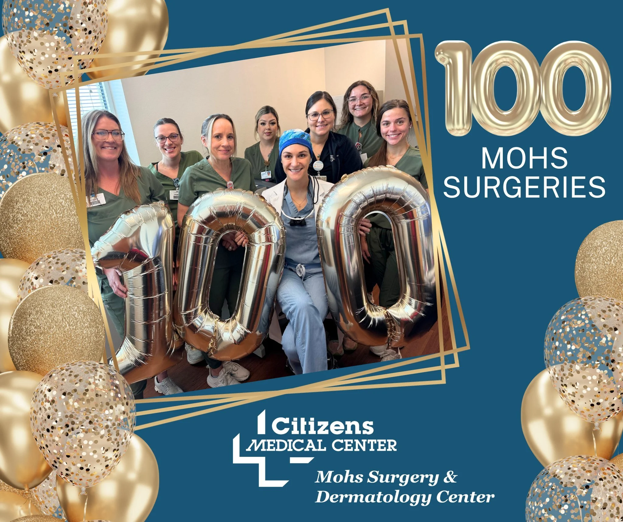 🎉 Celebrating 100 Mohs Surgeries! 🎉

We&rsquo;re thrilled to congratulate Citizens Mohs Surgery &amp; Dermatology Center on performing their 100th Mohs surgery since opening in September!

A huge thank you to Dr. Paige Hoyer Williams and the entire