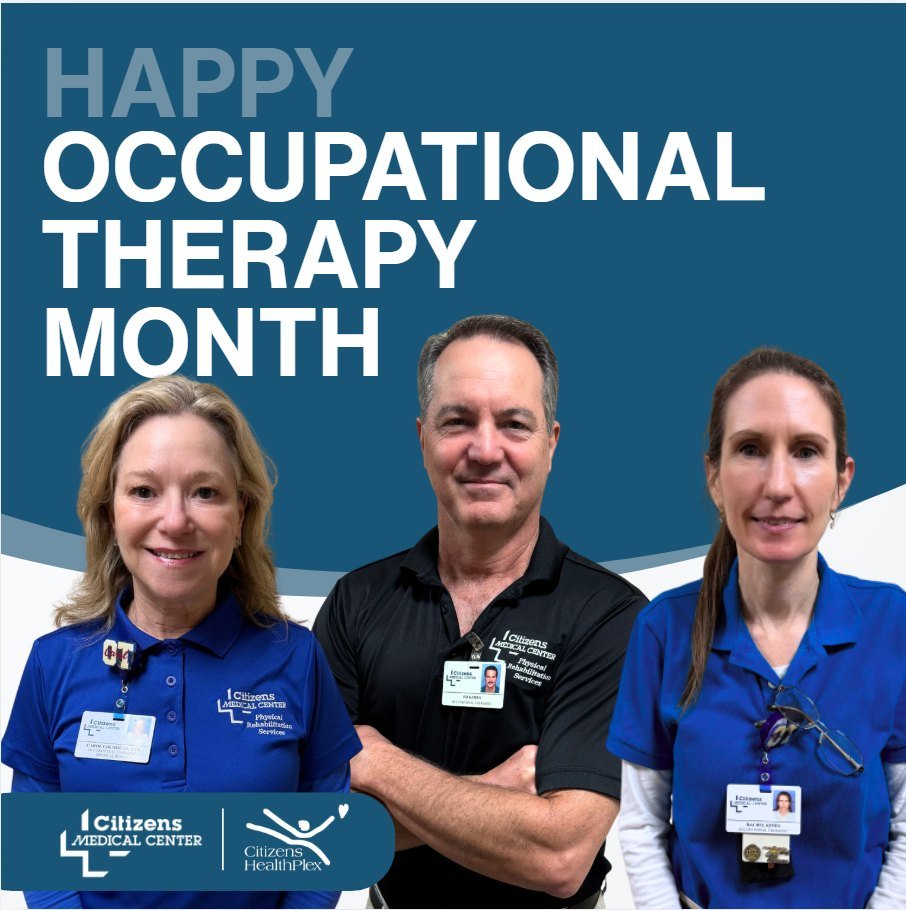 Happy Occupational Therapy Month! 💙🎉

This month we&rsquo;re celebrating the incredible Occupational Therapy team serving patients across Citizens Medical Center and Citizens HealthPlex!

From hospital care to outpatient rehabilitation, our OTs hel