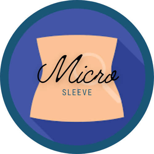 Illustration of a micro sleeve with the word 'Micro' in cursive and 'SLEEVE' in capital letters underneath, on a blue background.