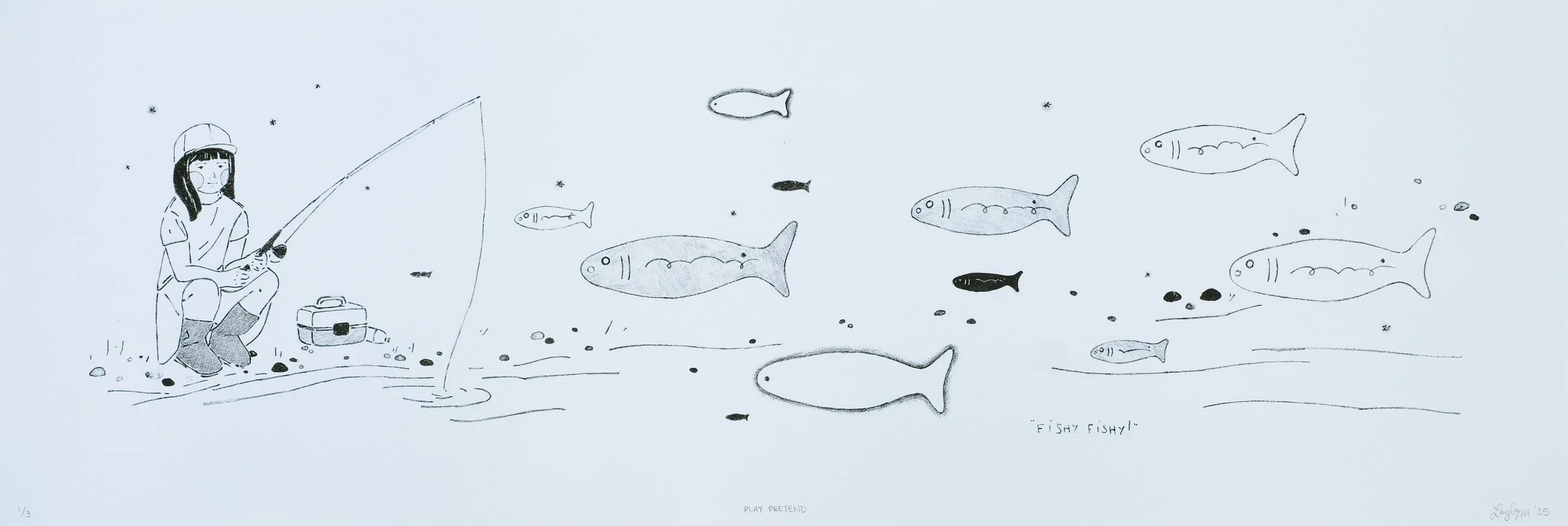 Play Pretend (2025) / stone lithography / 29" x 9"