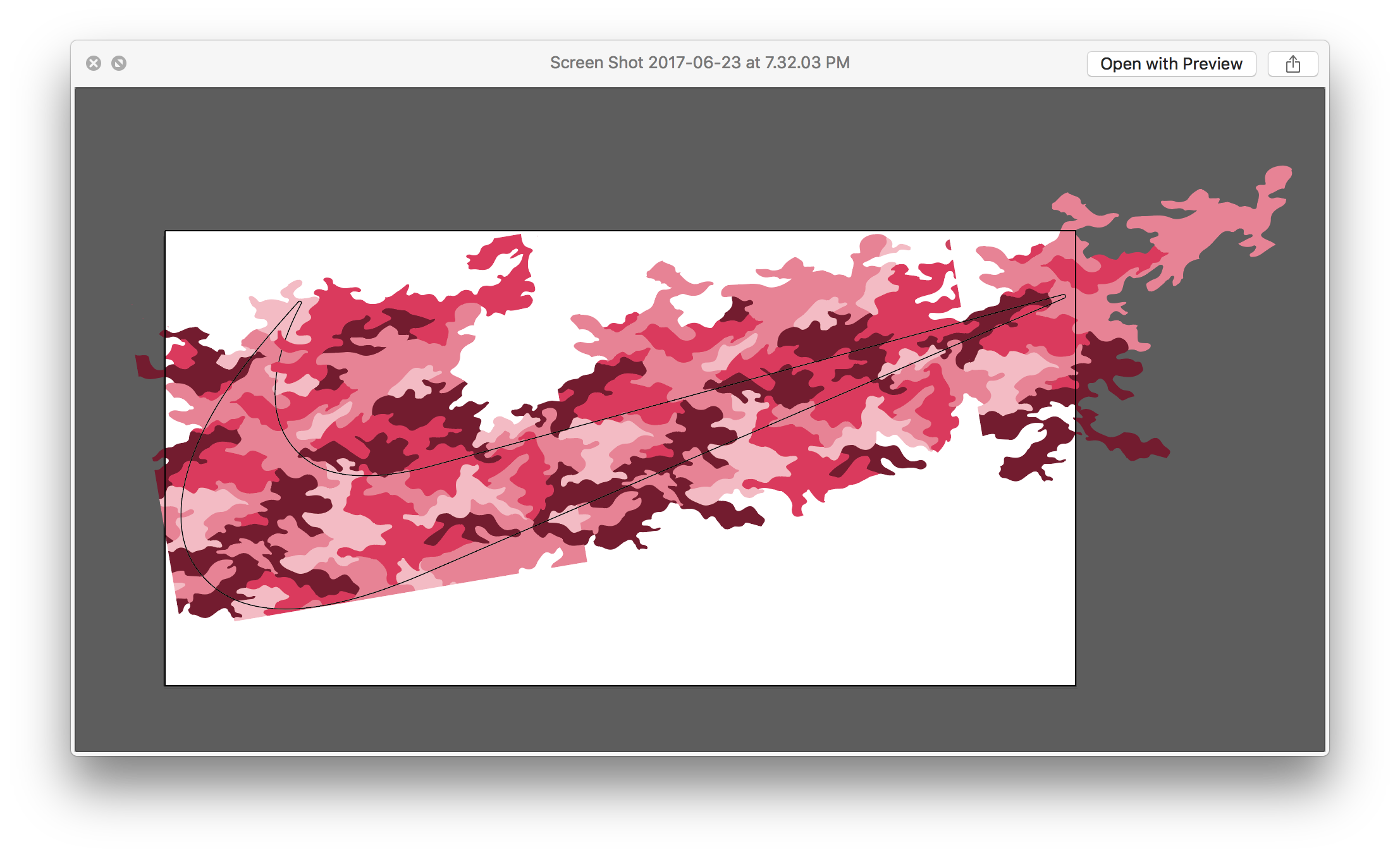 Pink nike swoosh puzzle sculpture process in photoshop on white background