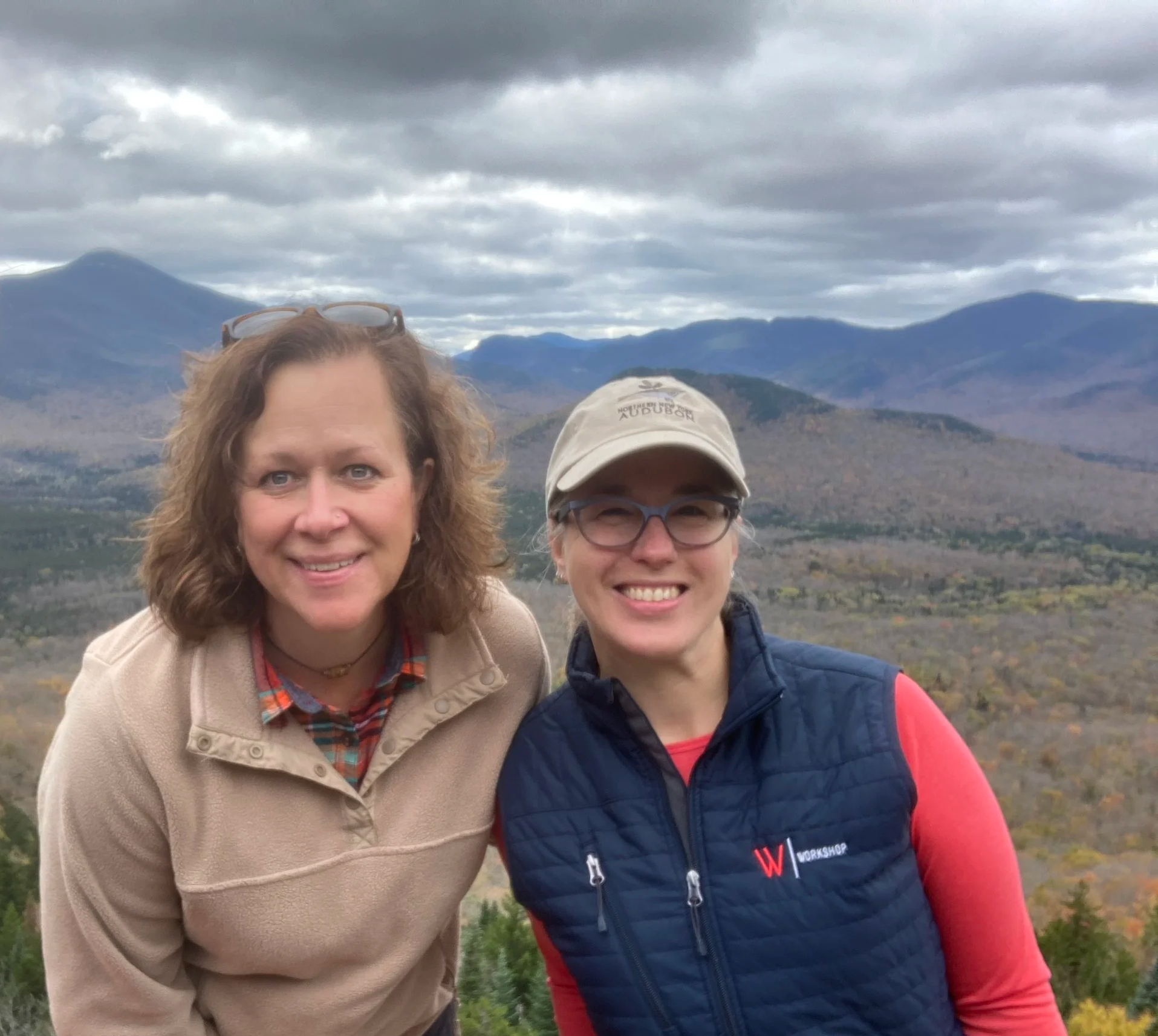 Paula Keck and Shelly Cihan on top of Mt. Van Hoevenberg in Lake Placid NY