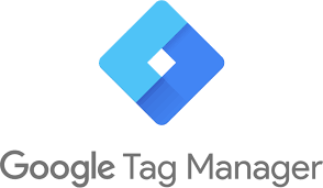 Google Tag Manager logo with blue geometric icon and text
