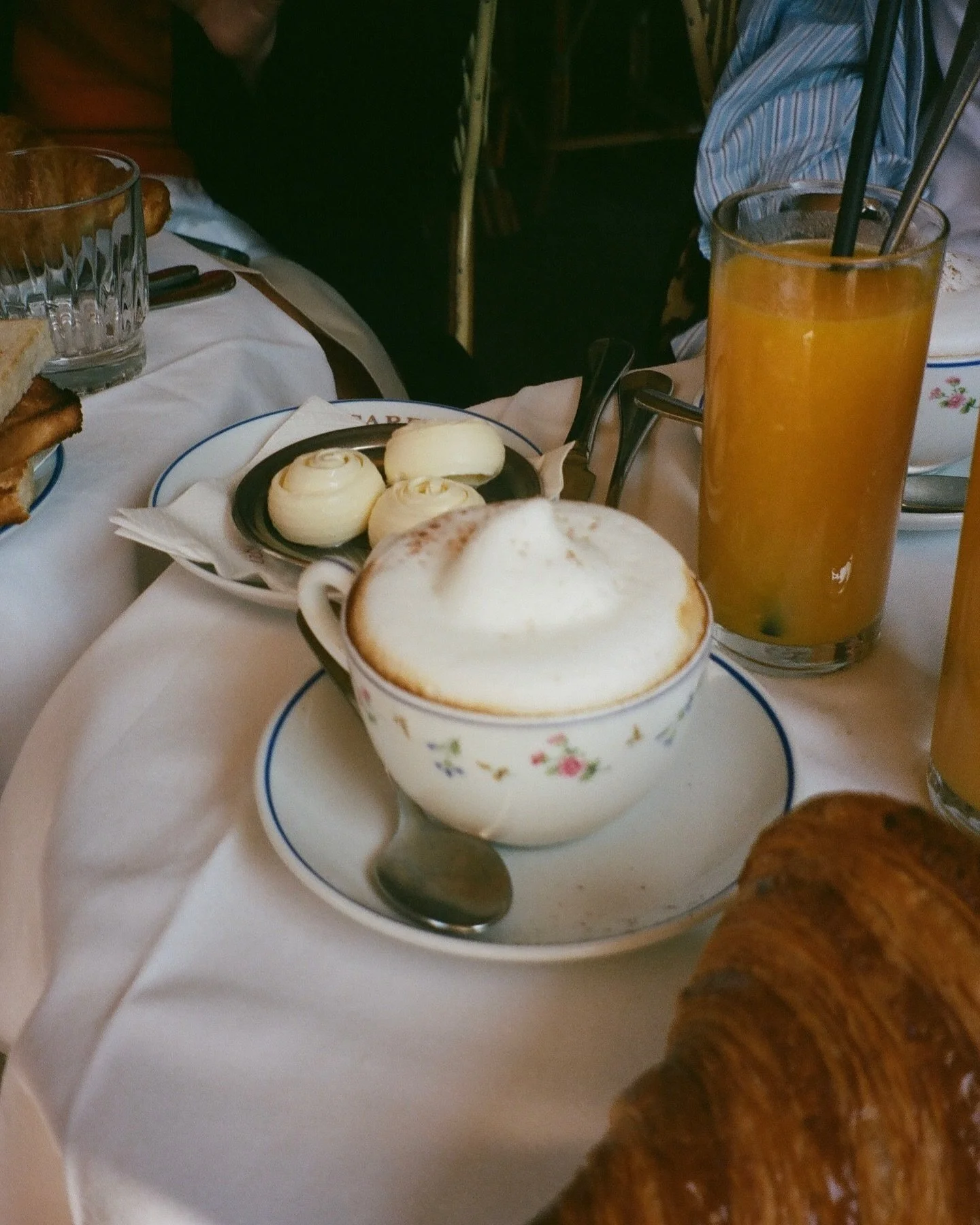 this is totally what my breakfast has looked like every morning since I got back☕️🥖🥐🍽️