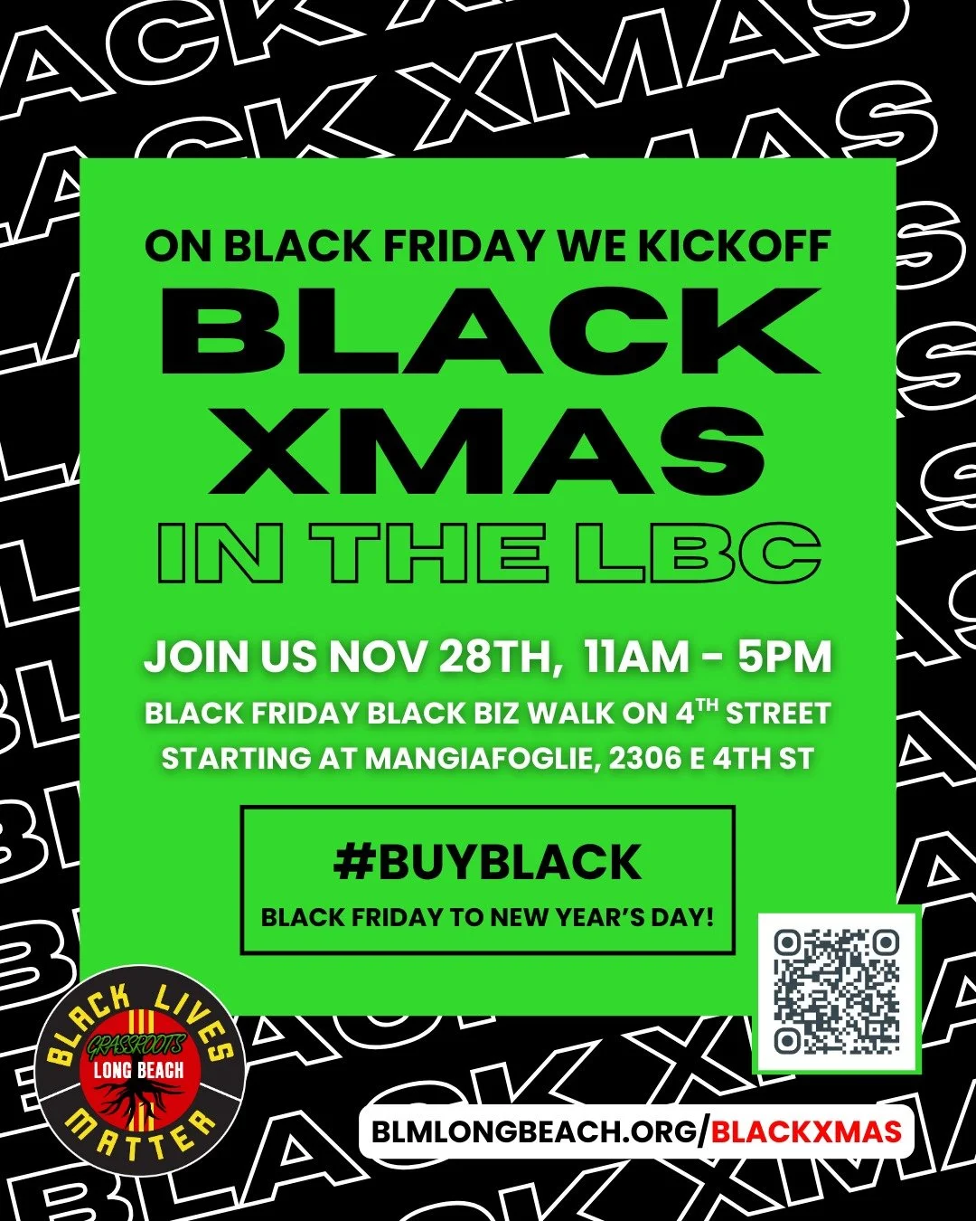 Mark your calendars to join us as we Kickoff #BlackXmas to #BuildBlack #BuyBlack and #BankBlack across our communities. Let's put the BLACK back in #BlackFriday on Nov 28th. From 11am - 5pm we will feature Black owned businesses and we will host an 1