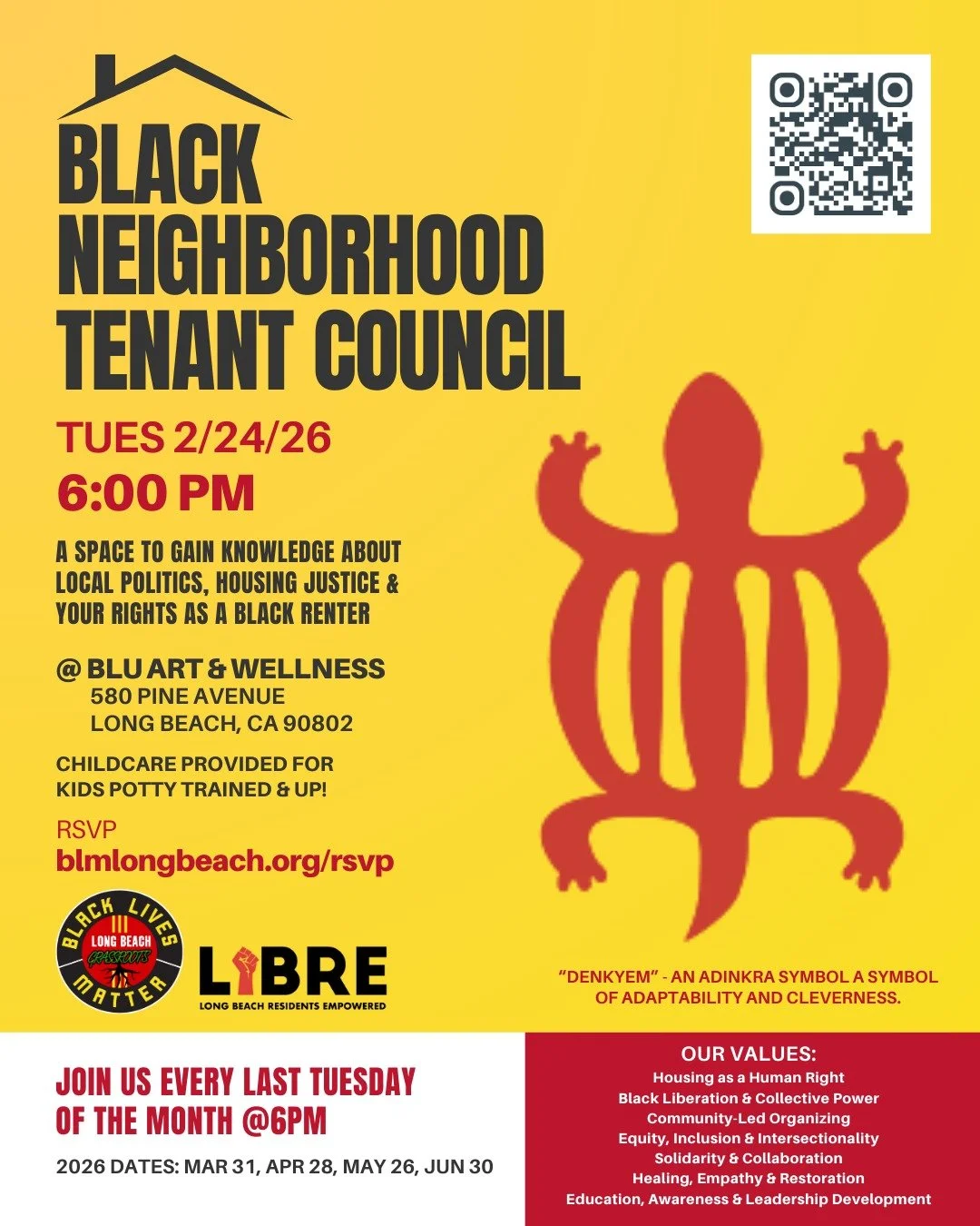 Housing in Long Beach is shifting fast. 

The question is: are we just reacting to it, or are we organizing to shape what comes next?

If you&rsquo;re a Black renter in Long Beach, come through.

Join us for the next Black Neighborhood Tenant Council