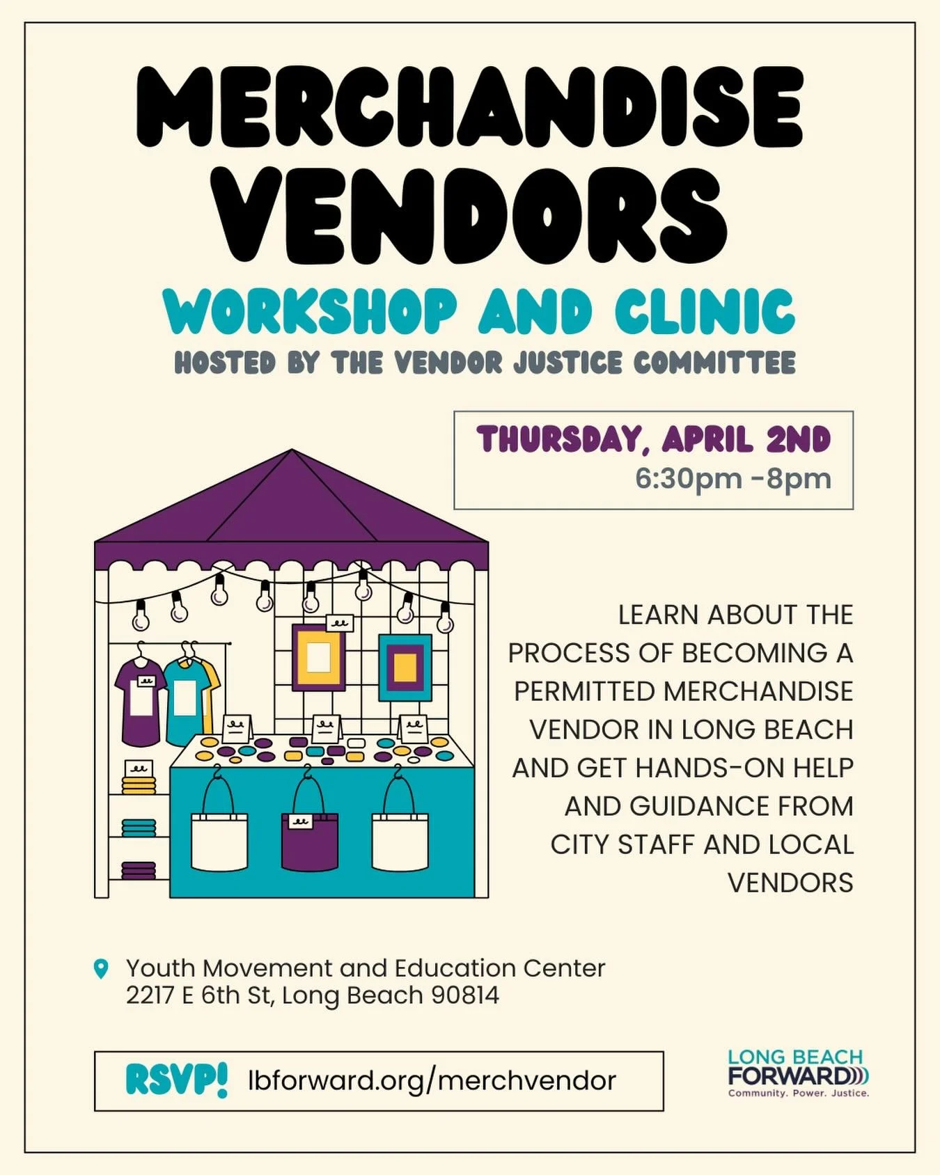 Black creatives, makers, and entrepreneurs: this one&rsquo;s for you ✊🏾

If you sell merchandise, thinking about starting, or want to understand how to legally vend in Long Beach, come to this Merchandise Vendors Workshop &amp; Clinic.

This is an o