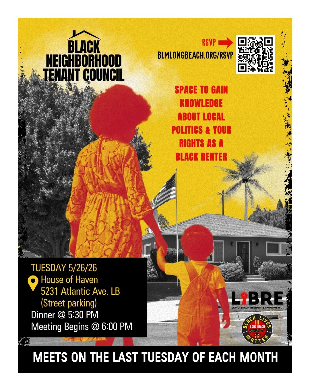 The Black Neighborhood Tenant Council is back this month in North Long Beach ✊🏾
Your rent is going up. Your neighborhood is changing. And there's an election coming.

Join us as we break down the upcoming elections, your voter rights, and why local 