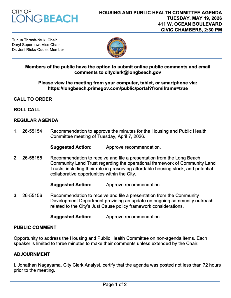 Sit with us at City’s Housing &amp; Health meeting
