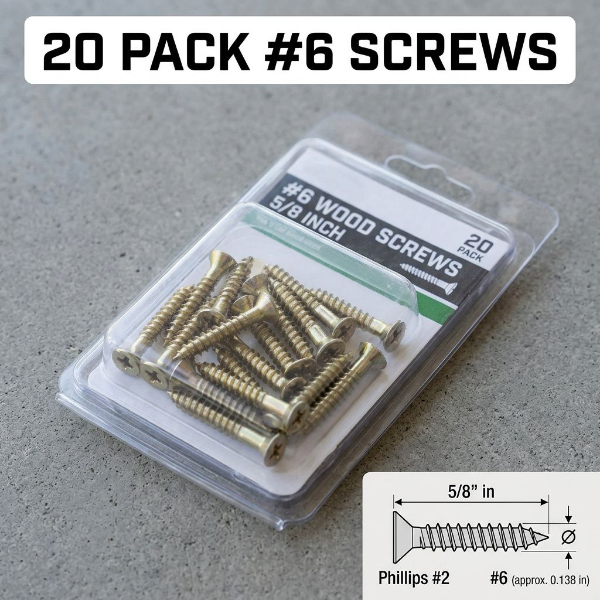 Flat Head #6 Screws 20 pack