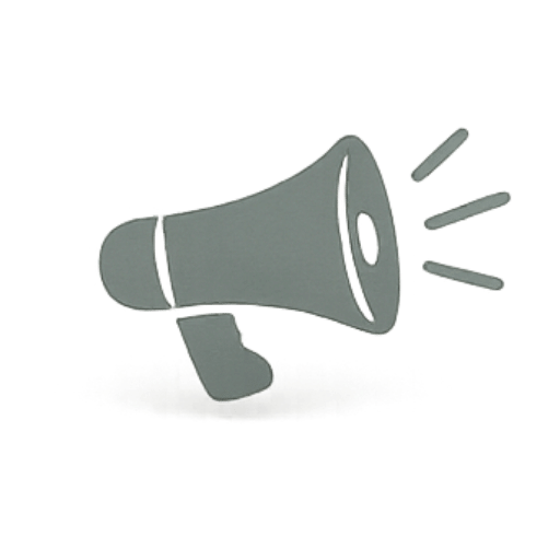 Illustration of a gray megaphone with sound waves coming out.