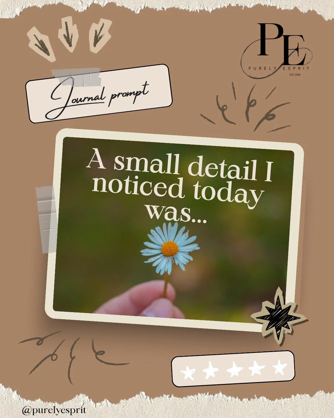 Sometimes the smallest things have the biggest impact!

What is a small detail that stood out to you today?

Follow our page for more journal prompts, reminders, and positive thinking!

 #purelyesprit #journalprompt #happy #journal #motivational #pos