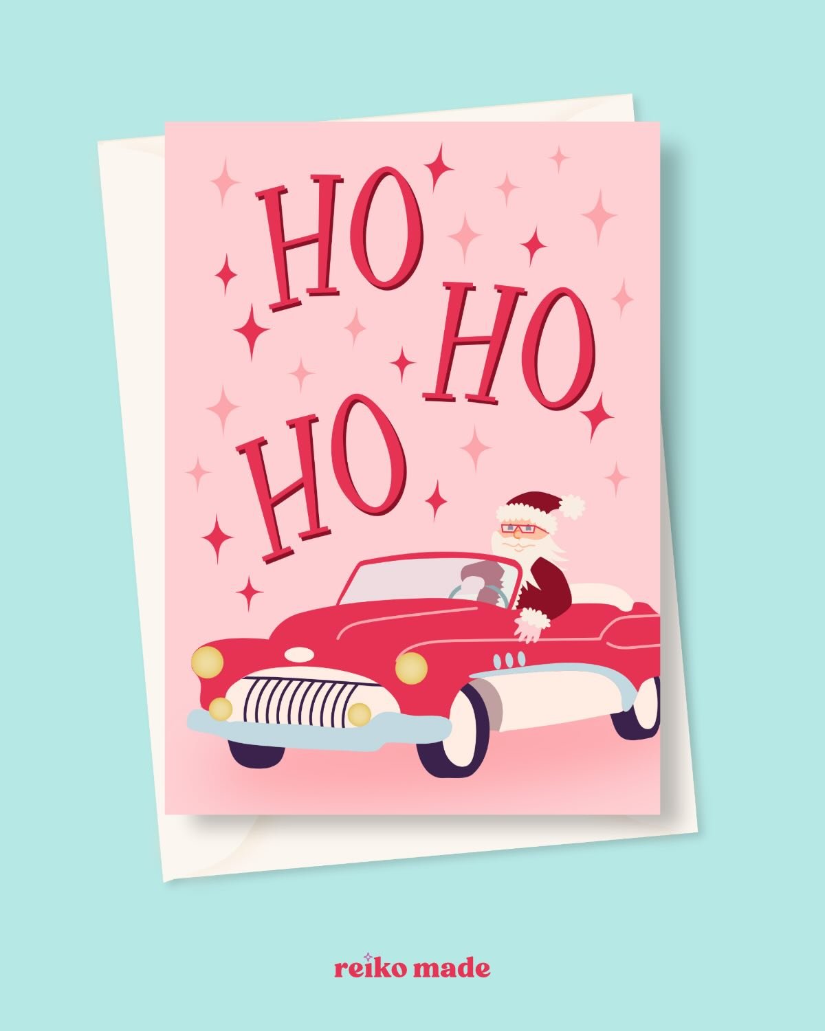 Ho Ho Ho, Merry Christmas Everyone! A Red &amp; Retro greeting card design for newest prompt of the #frostyandfestive2025 art challenge. 
.
.
.
#retrosanta #retrogreetingcard #christmasgreetingcard