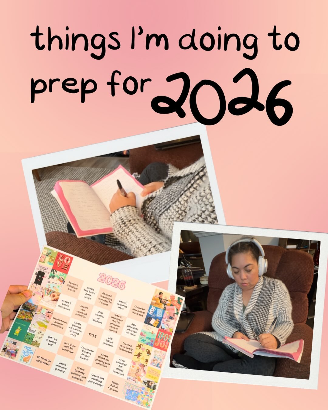 Things I&rsquo;m doing to prep for 2026

🏆 Reflecting on my wins and challenges from 2025 and why I felt that way
.
🎯 Setting goals that align with the direction and focus that I want to take - and most important - writing down action steps (that&r