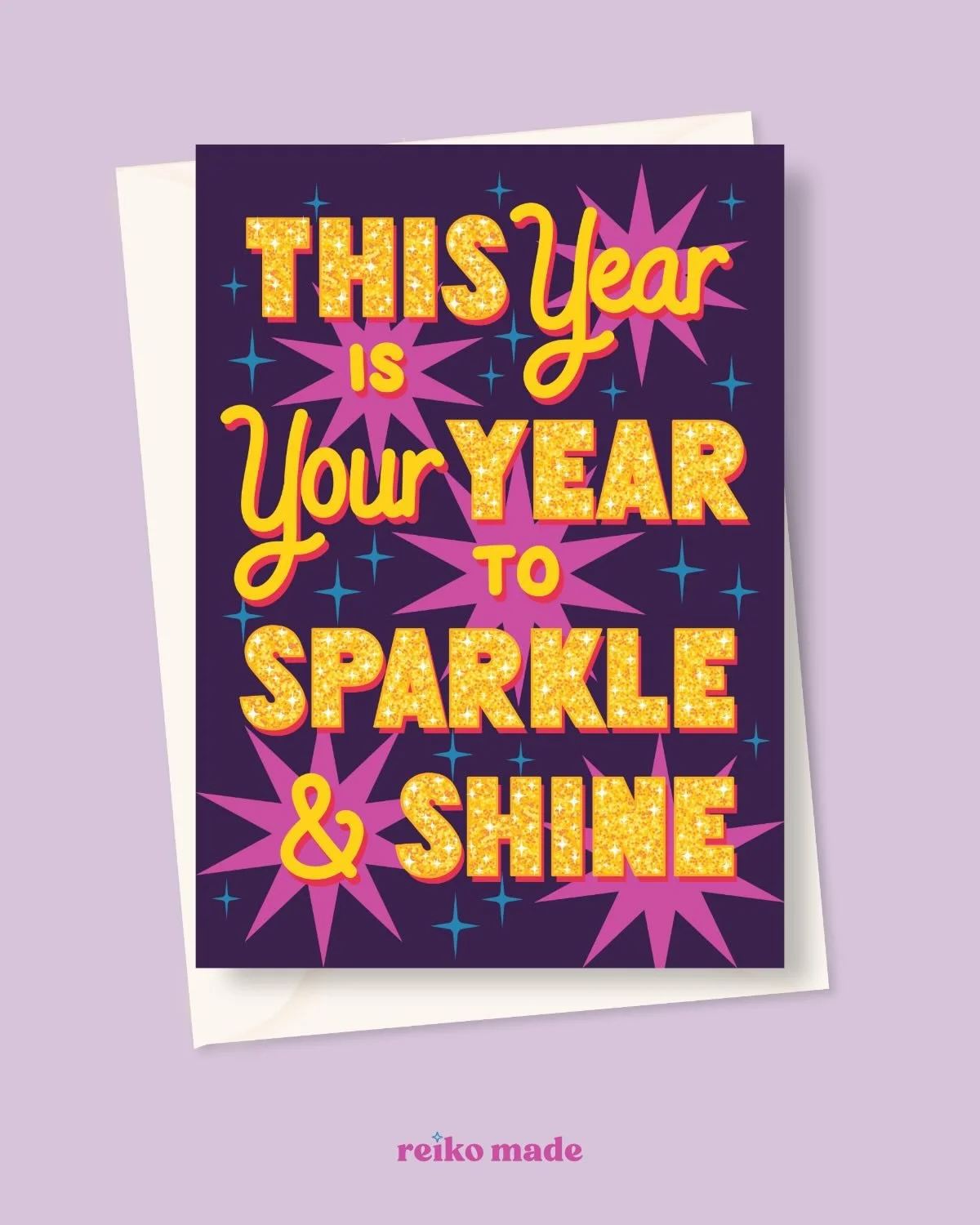 I completely forgot that I also had this other colour option of my greeting card design for the Gold &amp; Glitter prompt of the #frostyandfestive2025 art challenge - and since this darker background does seem to give more New Years celebration vibes