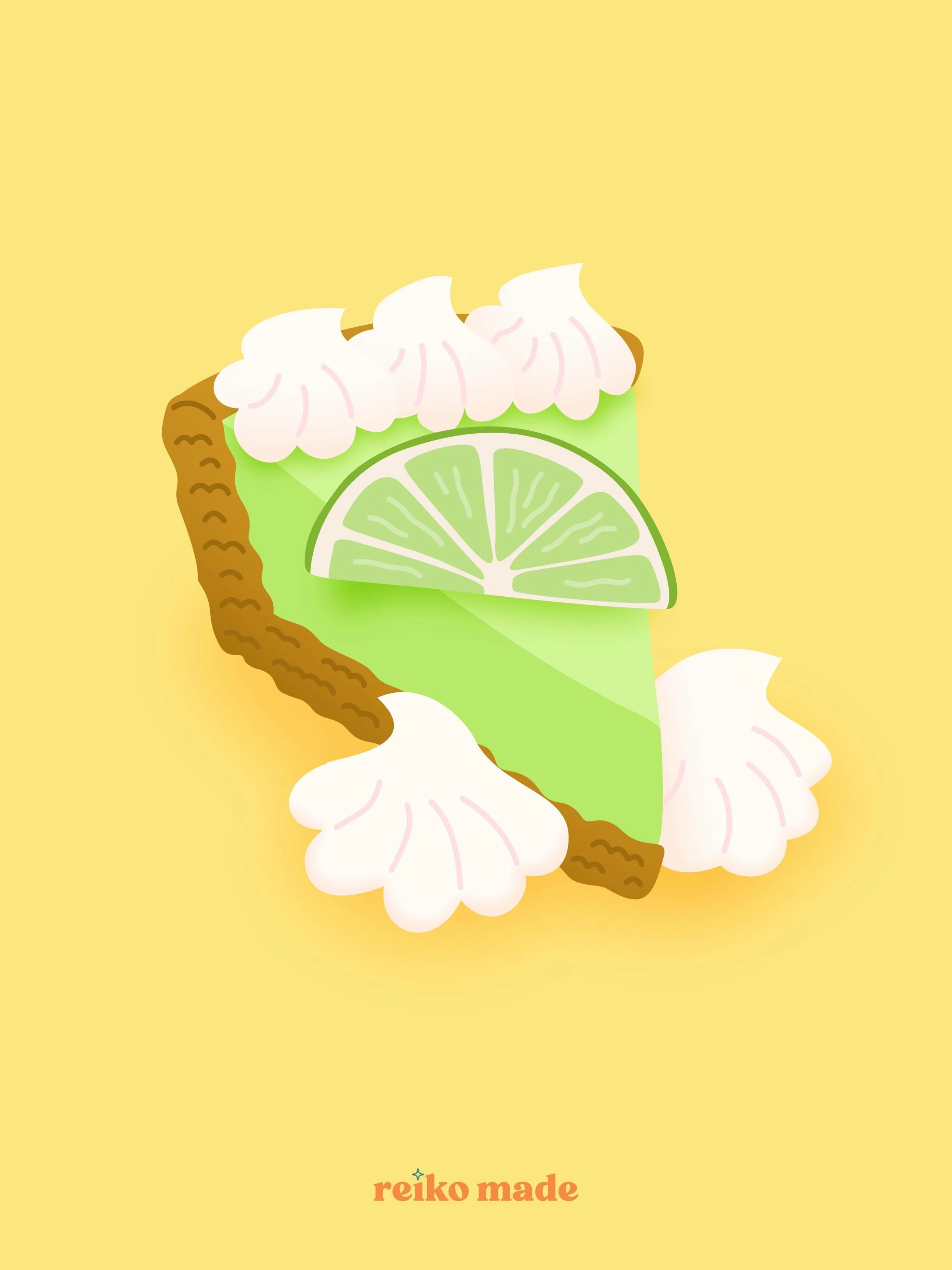 Welcome to Sweet Treats week for my food illustrations. This Key Lime Pie illustration is something that I illustrated during one of @laurajaneillustrations Draw With Me livestreams on YouTube. She has another one coming up this Friday (May 29th) and