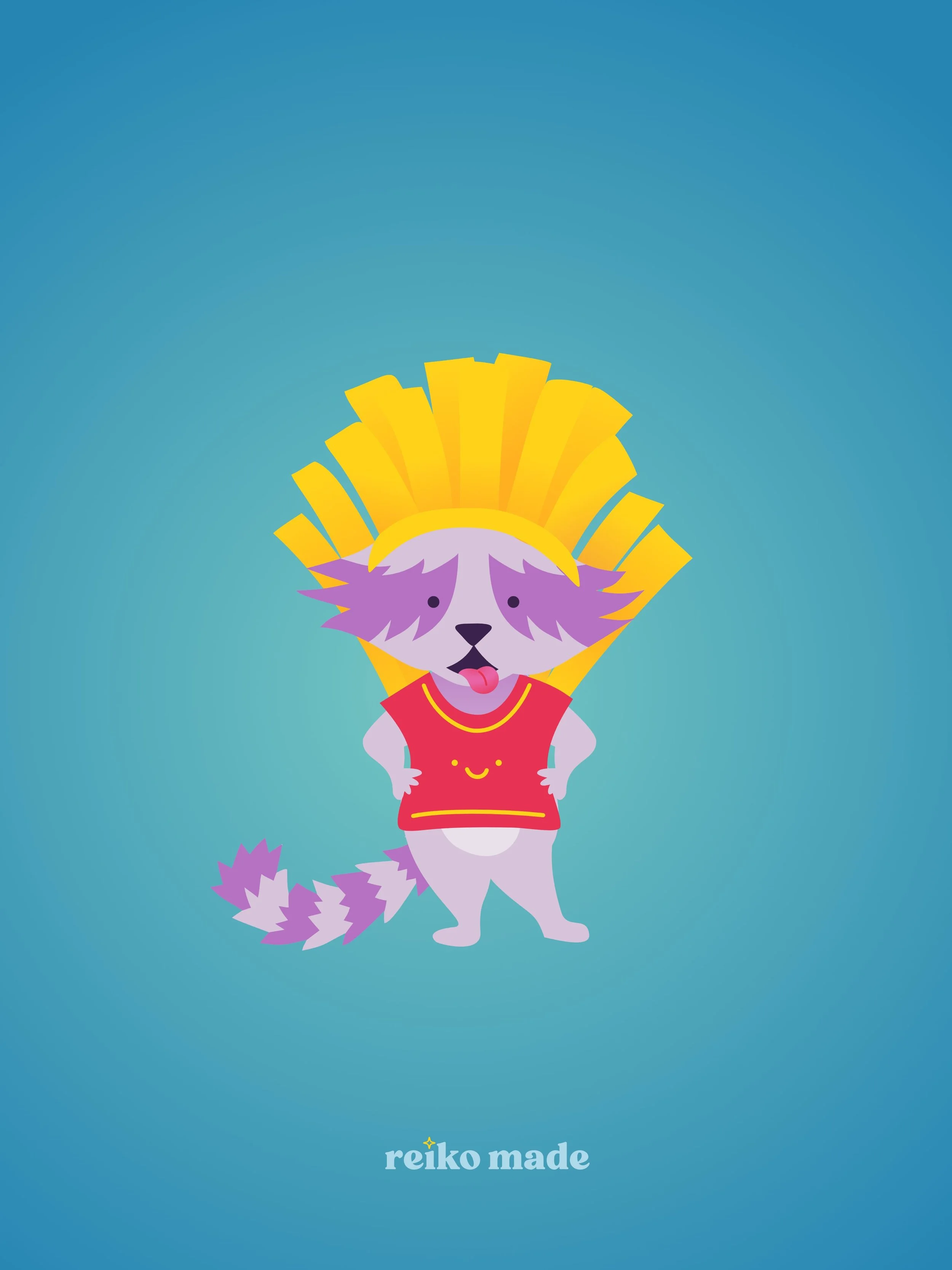 This little raccoon is in his french fries costume and ready for Halloween. I created this during a surprise prompt co-drawing session on my Patreon. I pulled out a couple of prompts from my Spooky Critter Costume prompt list and this is what I came 