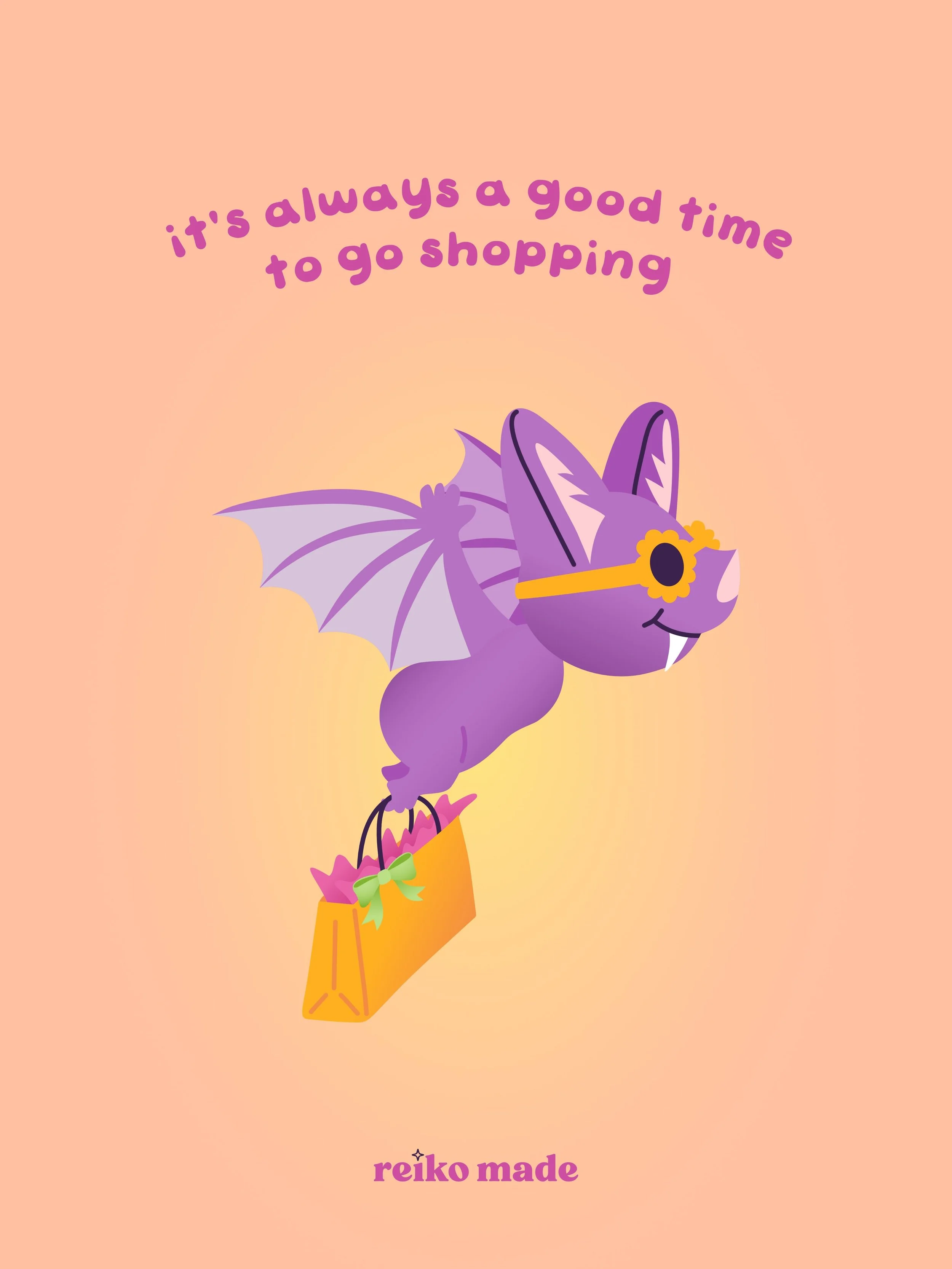 Another Batfluencer update is done, this time it&rsquo;s the Shopping Haul Batfluencer. 

I mentioned in my previous post with the Pumpkin Spice Batfluencer that I wanted to update the illustration style - not because the original illustration wasn&r