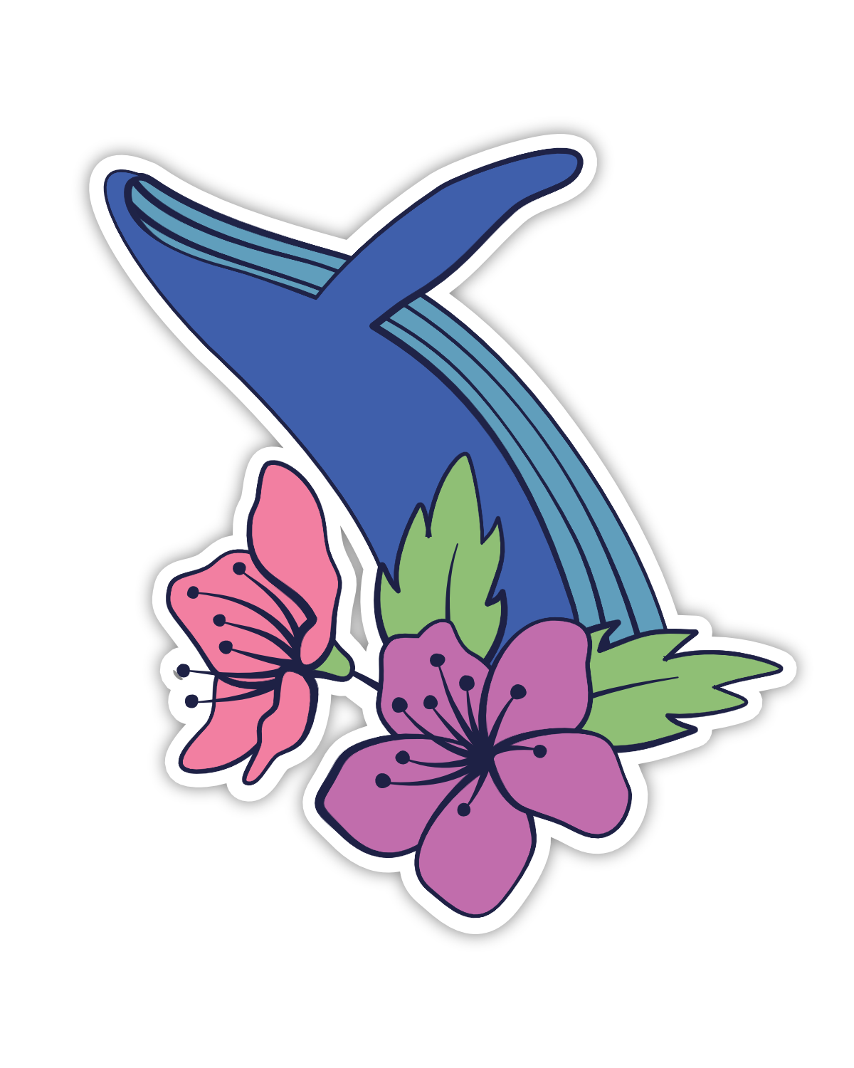Floral Whale Breach Kiss Cut Sticker - Blooming Whales Collection