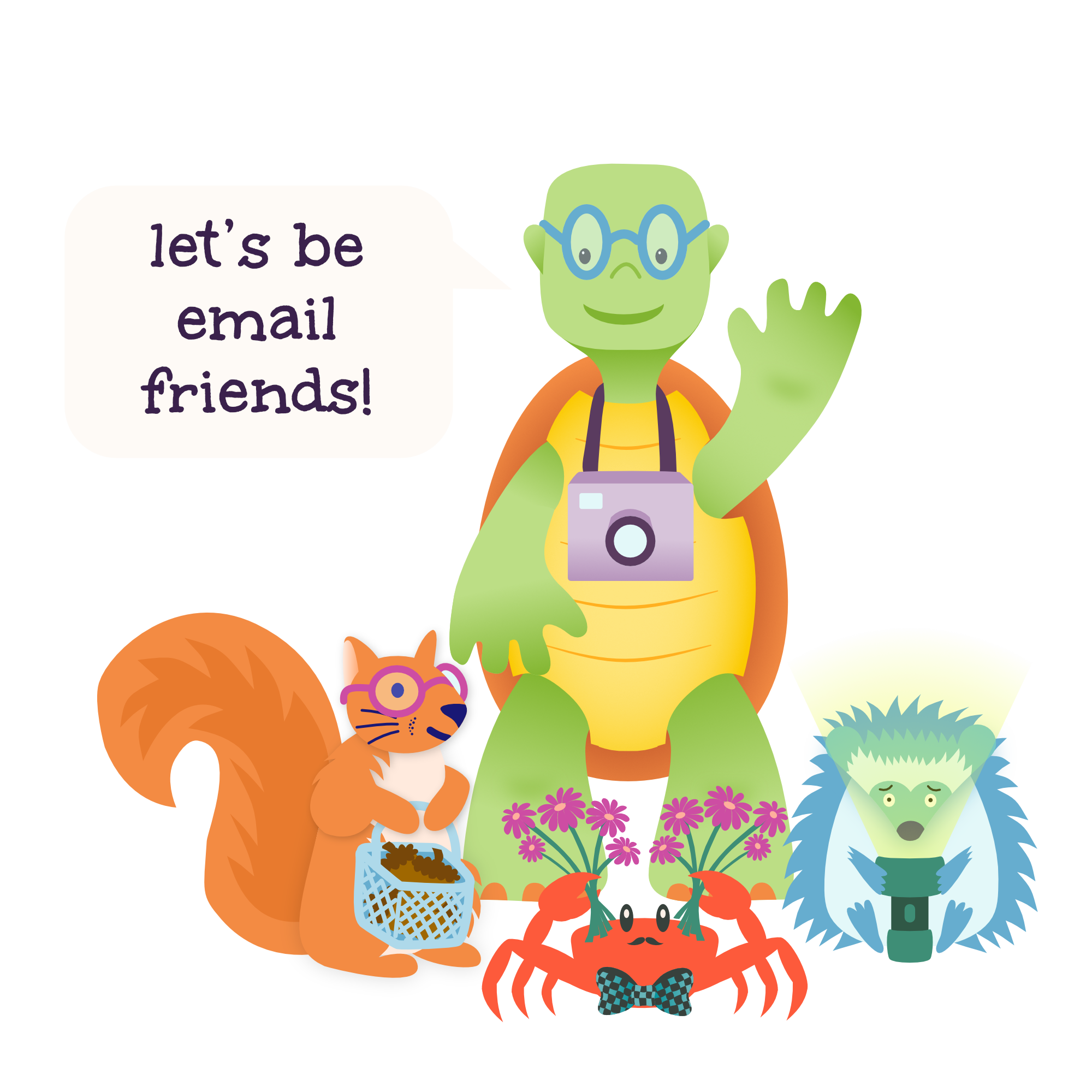 Let's be email friends animal characters