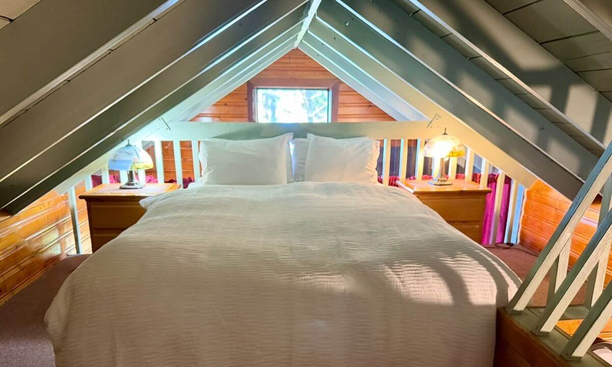 Bedroom loft with queen-sized bed