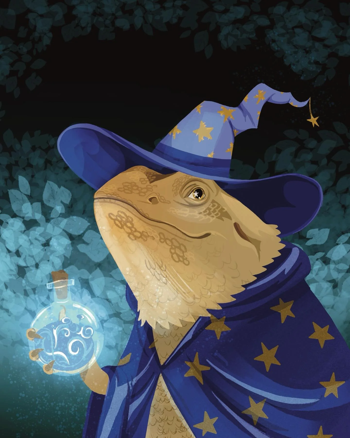 2/3 - D&amp;D Pet Portraits!
For the holidays, I was commissioned by one of my favorite regulars at work to illustrate their Family&rsquo;s pets in a D&amp;D/fantasy Style Triptych. This is their bearded Dragon, who I obviously had to turn into a wiz