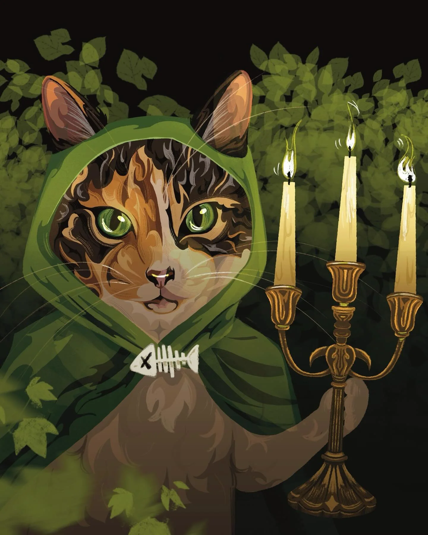 1/3 - D&amp;D Pet Portraits!
For the holidays, I was commissioned by one of my favorite regulars at work to illustrate their Family&rsquo;s pets in a D&amp;D/fantasy Style Triptych. This is their little calico illustrated to look like a rogue!
🐈🤍🍃