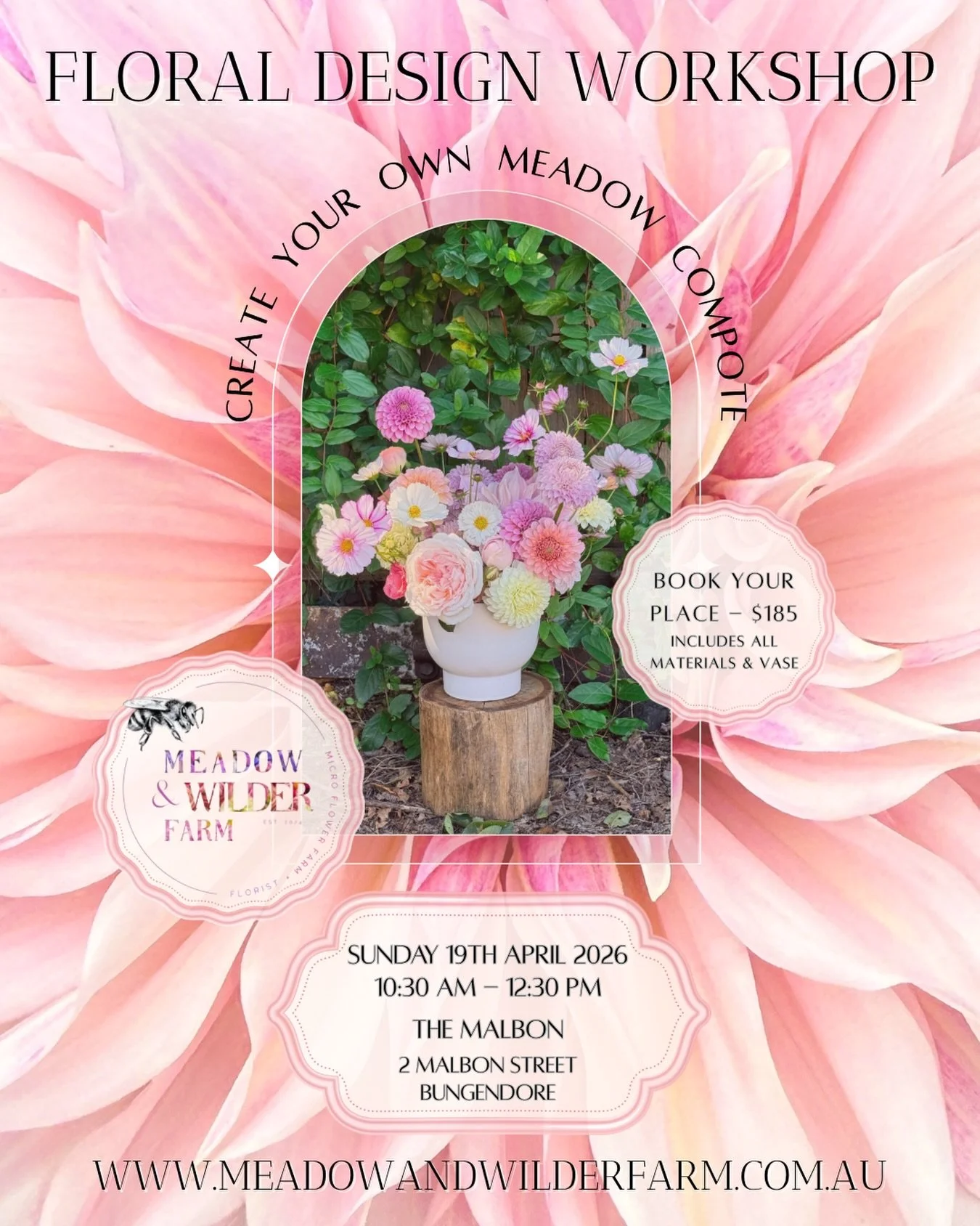 Join us for a floral design workshop on Sunday 19th April 2026 at The Malbon as part of Bungendore&rsquo;s annual Harvest Festival (17th-19th April 2026) organised by the Southern Harvest Association 🌾

Spend a gentle morning with me (Jera) among th