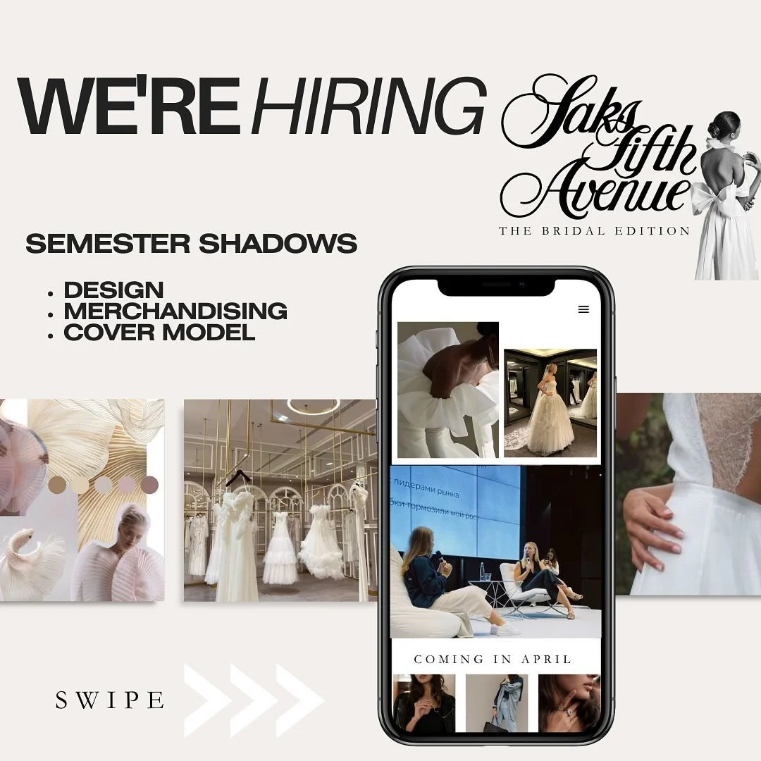 The Bridal Edition is looking for Marist College Fashion students as shadows for the semester. The following slides provide descriptions, please direct message if interested!
