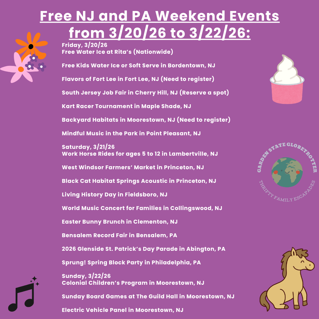 Free NJ & PA Weekend Events from 3/20/26 to 3/22/26 — Garden State ...