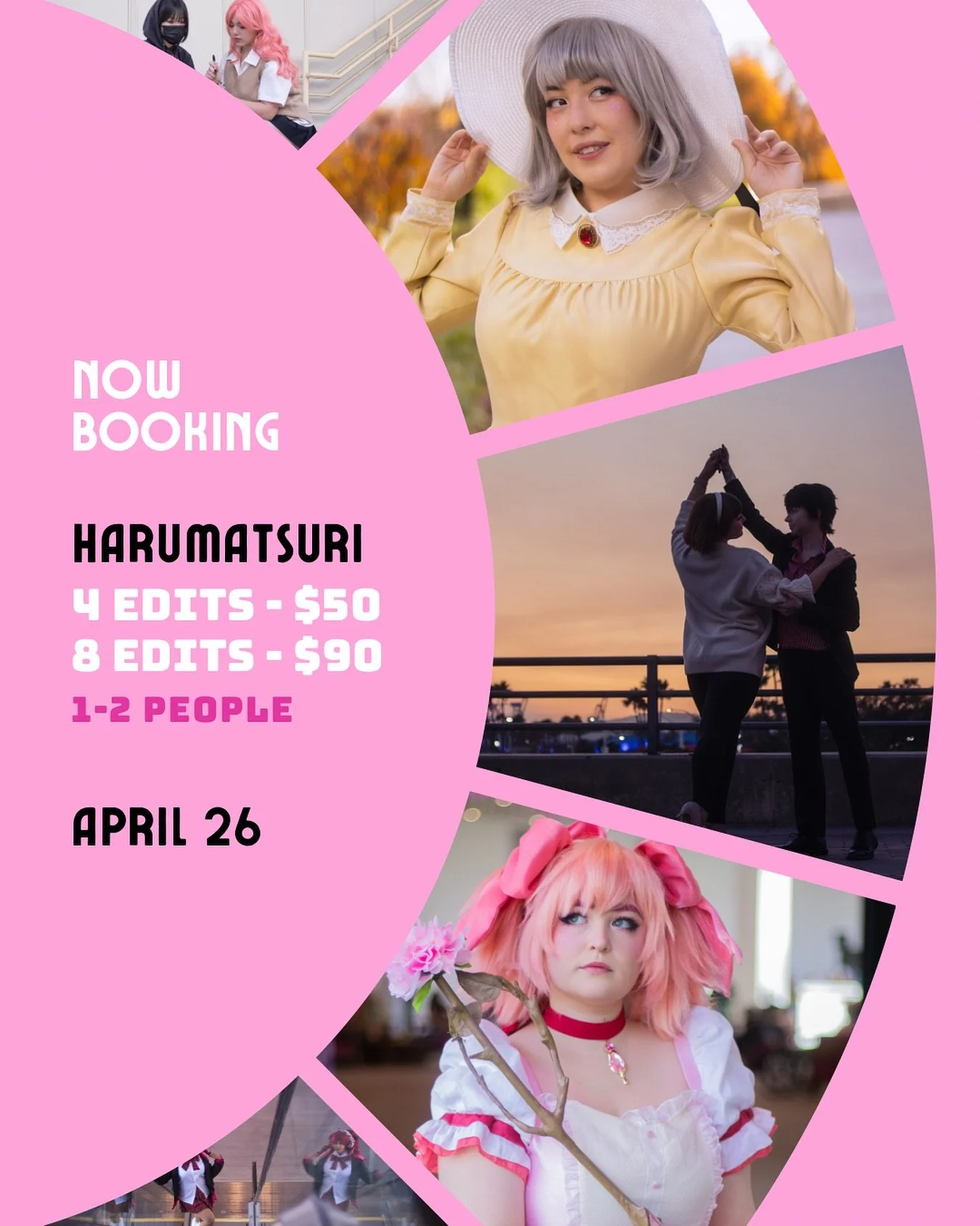 I&rsquo;m booking shoots for Harumatsuri by Anime Evolution in Vancouver! 💐🌸

I&rsquo;m putting out feelers to see if people are interested in shooting at this mini-con so send me a DM to book! These shoots are discounted from my usual and slightly
