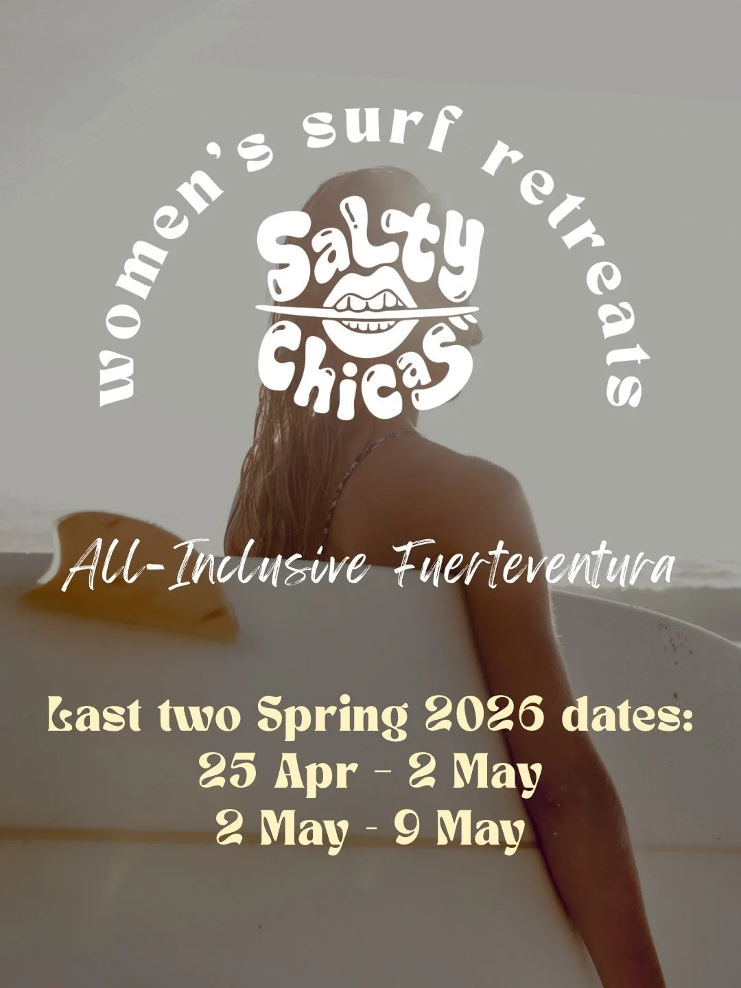 🌸 LAST TWO SPRING 2026 DATES 🌸 

A week in Fuerteventura with sunshine, surf, sea air &amp; the best kind of energy &mdash; women hyping women. 

Think: slow mornings, salty skin, surf sessions, deep laughs, confidence boosts &amp; new amigas who j